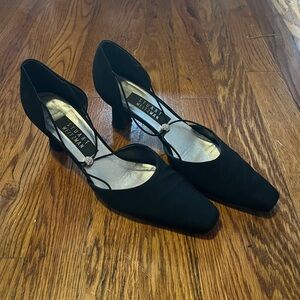 Stuart Weitzman Black Satin Heels